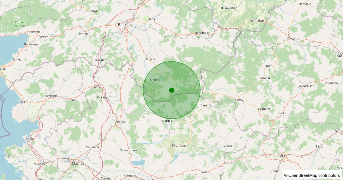 31 Ekim 2025 saat 02:11 - Sındırgı - Küçükdağdere - 1.70ml depreminin harita gösterimi