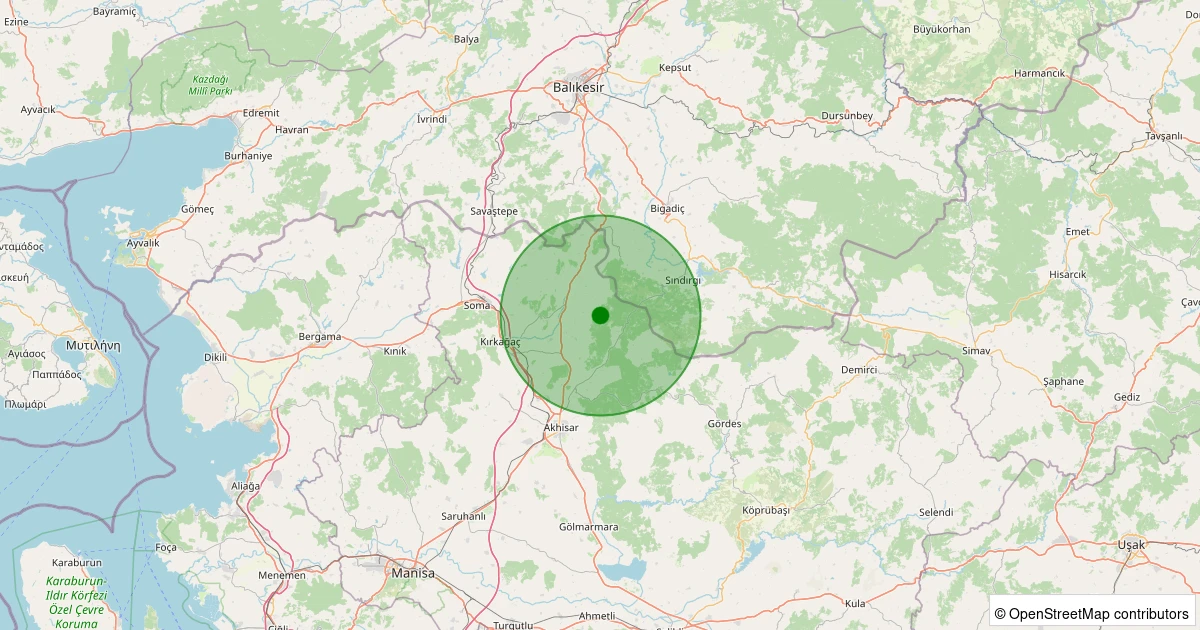 31 Ekim 2025 saat 02:13 - Akhisar - Yaykın Köyü - 1.60ml depreminin harita gösterimi
