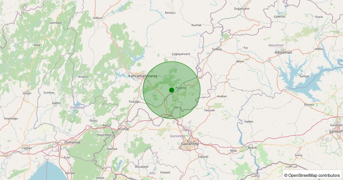 31 Ekim 2025 saat 03:40 - Pazarcık - Yarbaşı - 3.50ml depreminin harita gösterimi