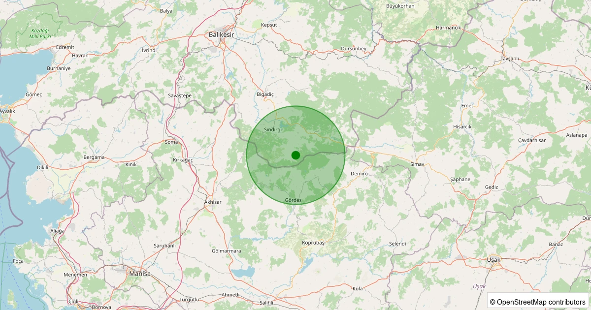 31 Ekim 2025 saat 04:37 - Sındırgı - Yüreğil/Merkez - 1.20ml depreminin harita gösterimi