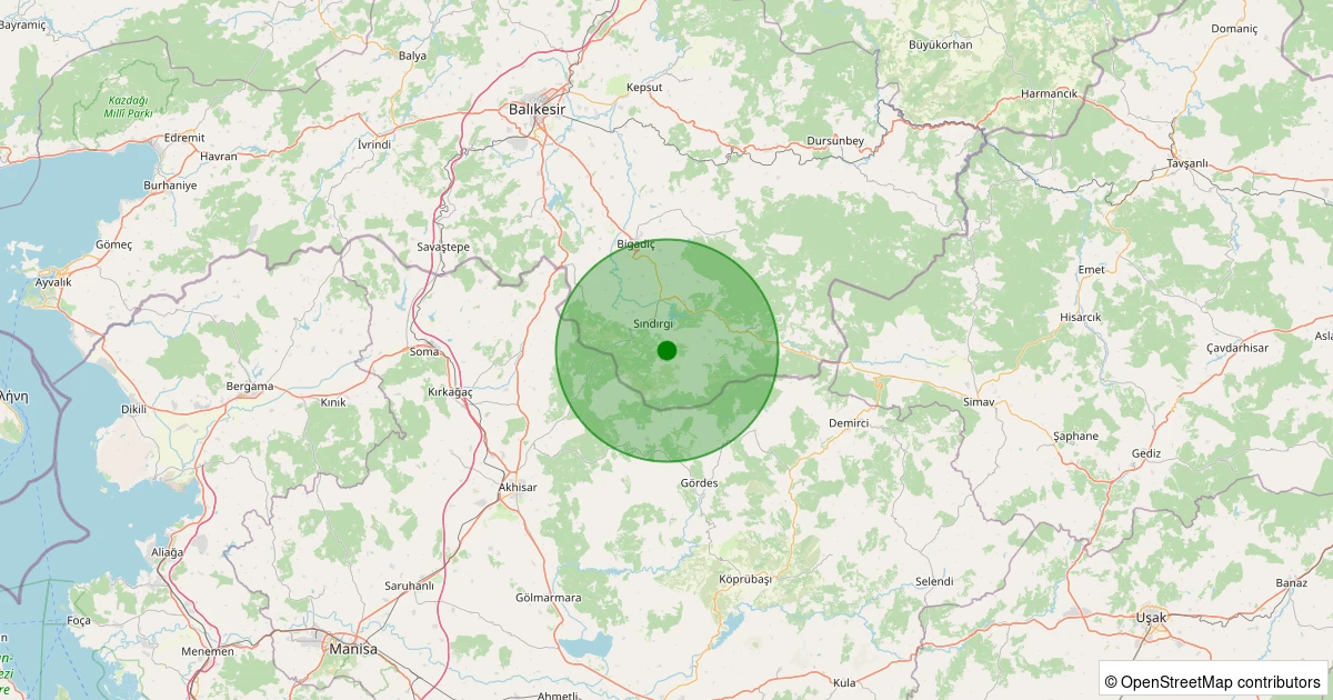 31 Ekim 2025 saat 06:16 - Sındırgı - Emendere - 1.90ml depreminin harita gösterimi