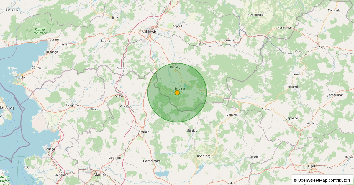 31 Ekim 2025 saat 07:18 - 4 km SW of Sındırgı, Turkey - 4.20mb depreminin harita gösterimi