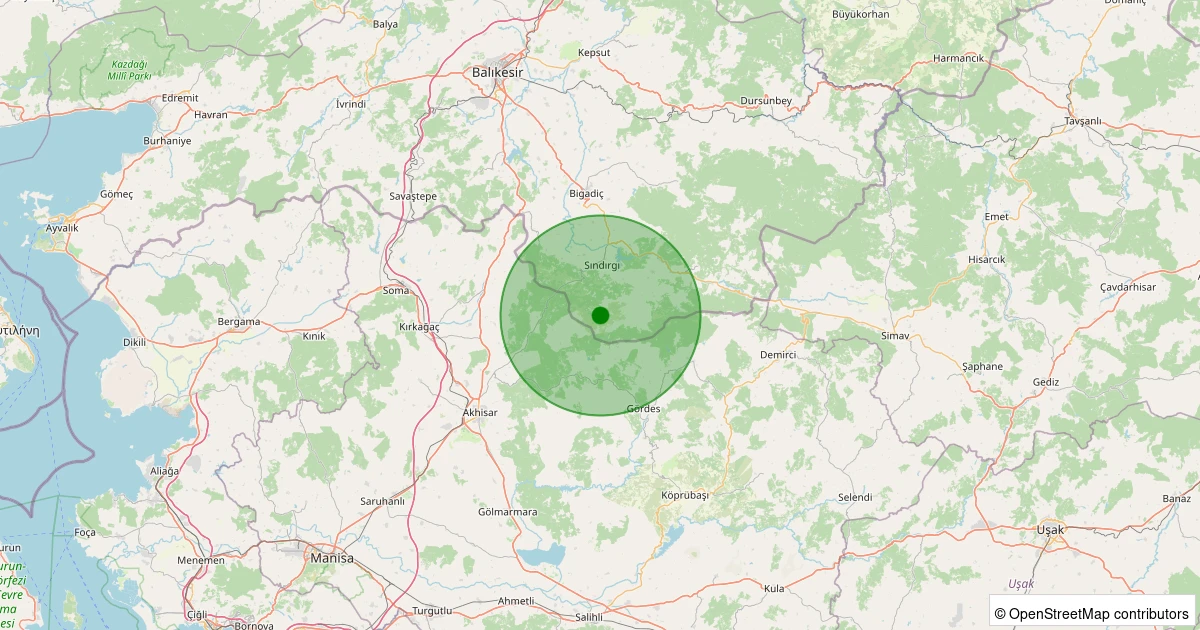 31 Ekim 2025 saat 04:21 - Sındırgı - Kınık - 1.00ml depreminin harita gösterimi