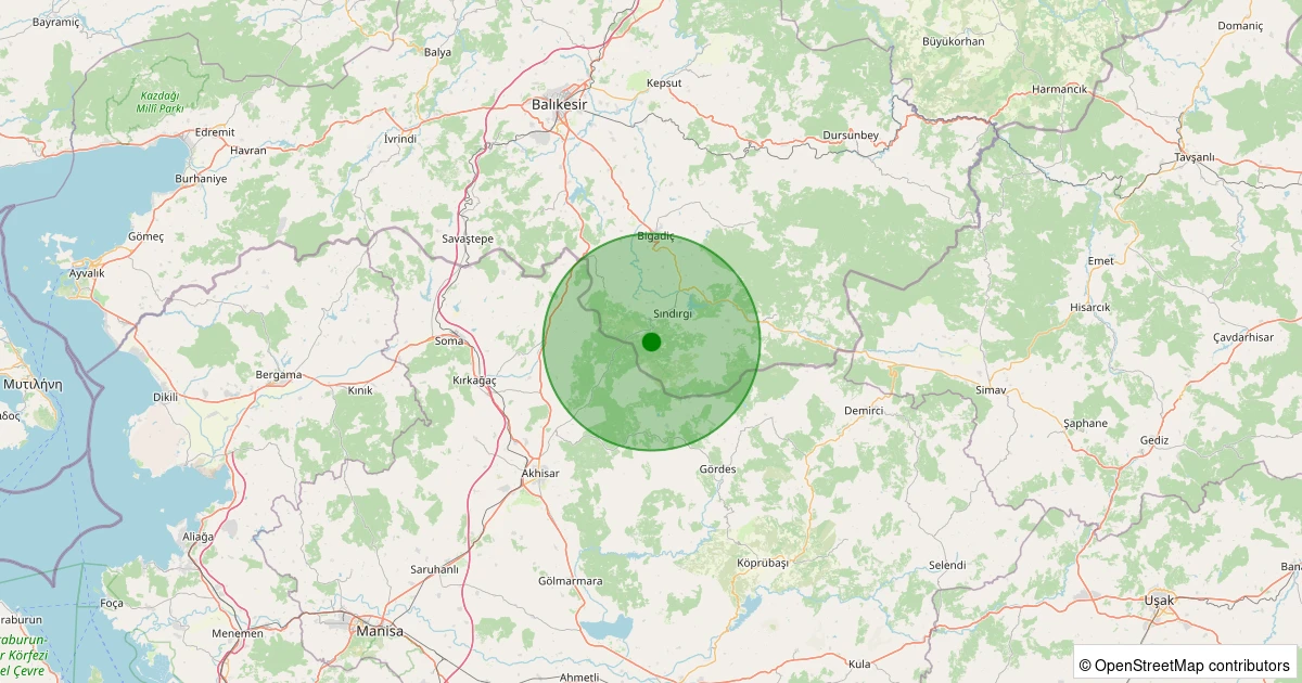 31 Ekim 2025 saat 03:15 - Sındırgı - Ormaniçi - 1.10ml depreminin harita gösterimi