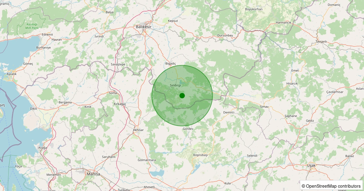 31 Ekim 2025 saat 00:59 - Sındırgı - Bayraklı - 1.70ml depreminin harita gösterimi