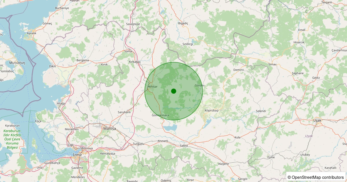 30 Ekim 2025 saat 21:51 - Akhisar - Yayakırıldık Köyü - 1.50ml depreminin harita gösterimi