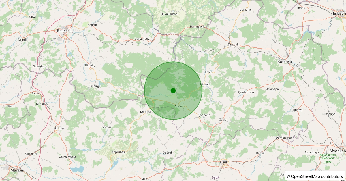 31 Ekim 2025 saat 08:02 - Simav - Güney/Cuma - 1.20ML depreminin harita gösterimi