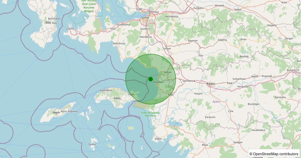 31 Ekim 2025 saat 10:28 - KUSADASI - 1.90ml depreminin harita gösterimi