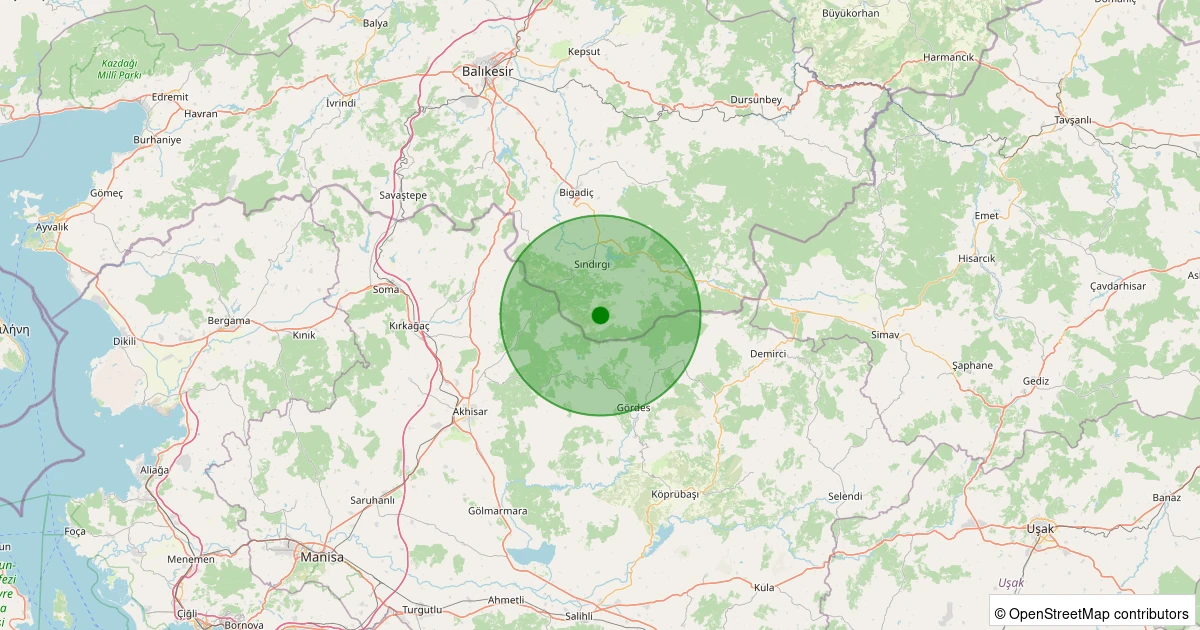 31 Ekim 2025 saat 11:18 - Sındırgı - Kınık - 2.70ml depreminin harita gösterimi