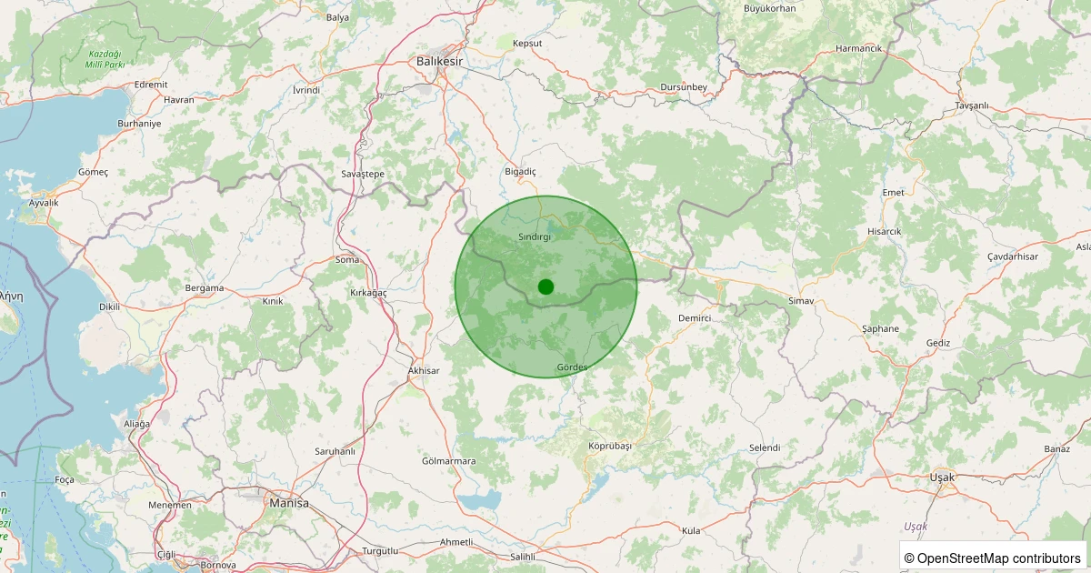 31 Ekim 2025 saat 11:51 - Sındırgı - Kınık - 1.40ml depreminin harita gösterimi