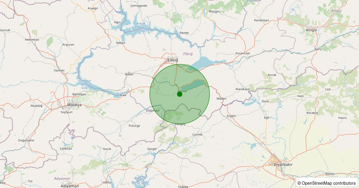 31 Ekim 2025 saat 11:45 - Sivrice - Karik Köyü - 1.60ml depreminin harita gösterimi