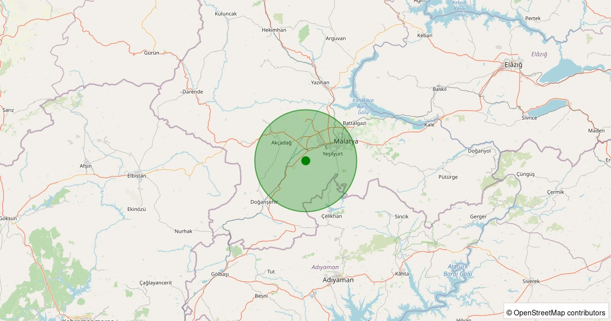 31 Ekim 2025 saat 11:59 - Yeşilyurt - Cafana - 1.30ML depreminin harita gösterimi
