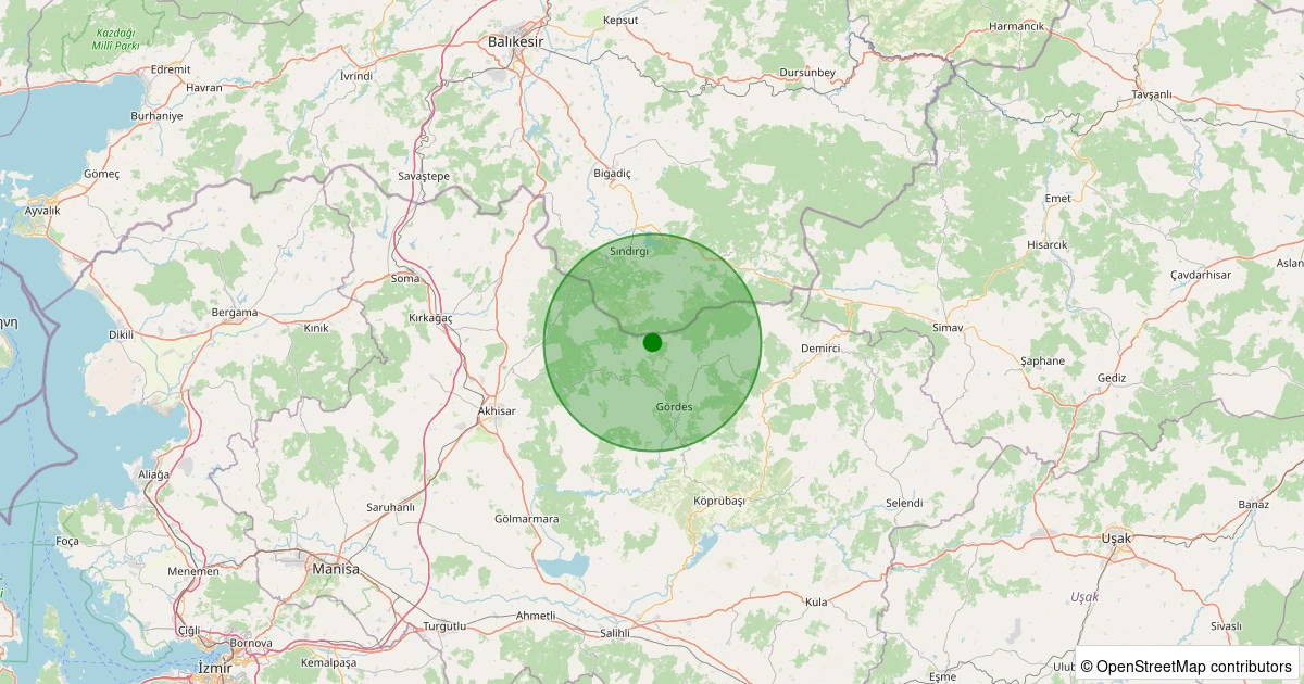 31 Ekim 2025 saat 12:26 - Gördes - Dutluca - 1.80ml depreminin harita gösterimi