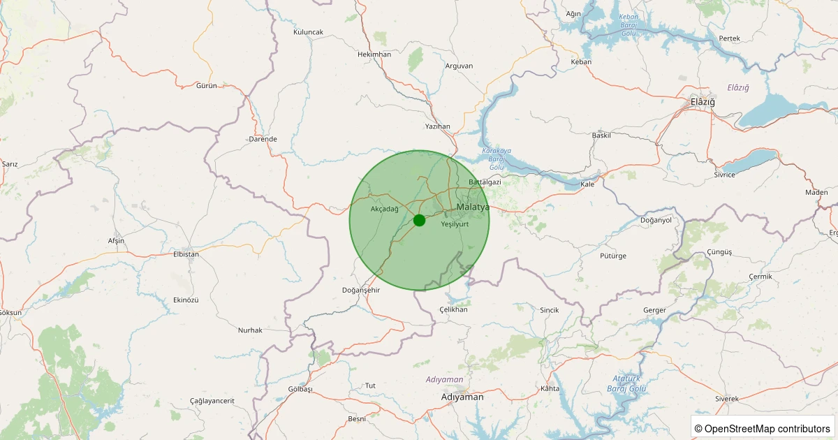 31 Ekim 2025 saat 12:22 - Yeşilyurt - Cafana - 1.30ML depreminin harita gösterimi