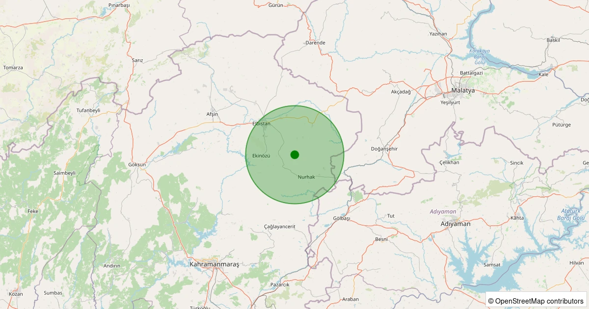 31 Ekim 2025 saat 14:44 - Nurhak - Ağcaşar Köyü - 2.10ML depreminin harita gösterimi