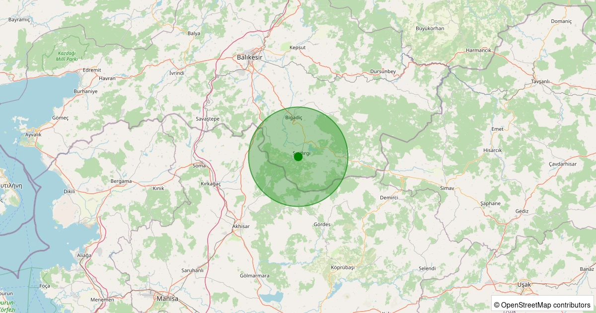 31 Ekim 2025 saat 12:48 - Sındırgı - 1.70ML depreminin harita gösterimi