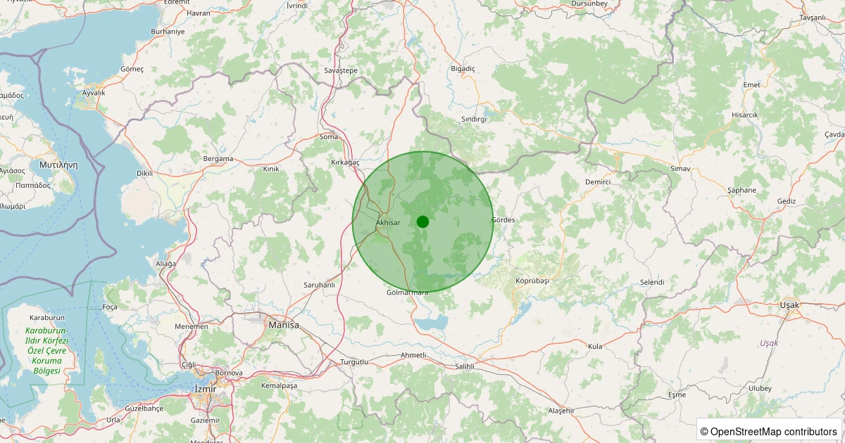 31 Ekim 2025 saat 14:43 - Akhisar - Durasıl Köyü - 0.90ml depreminin harita gösterimi