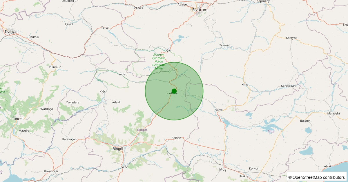 31 Ekim 2025 saat 16:49 - Karlıova - Kanitaht - 1.30ml depreminin harita gösterimi
