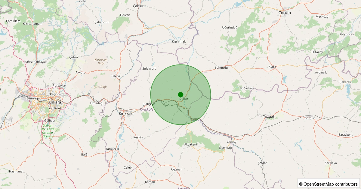 31 Ekim 2025 saat 18:13 - Delice - 1.10ml depreminin harita gösterimi
