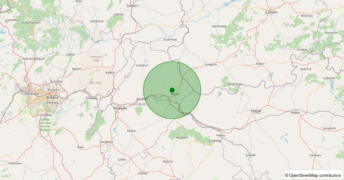 31 Ekim 2025 saat 18:13 - Delice - 1.00ML depreminin harita gösterimi