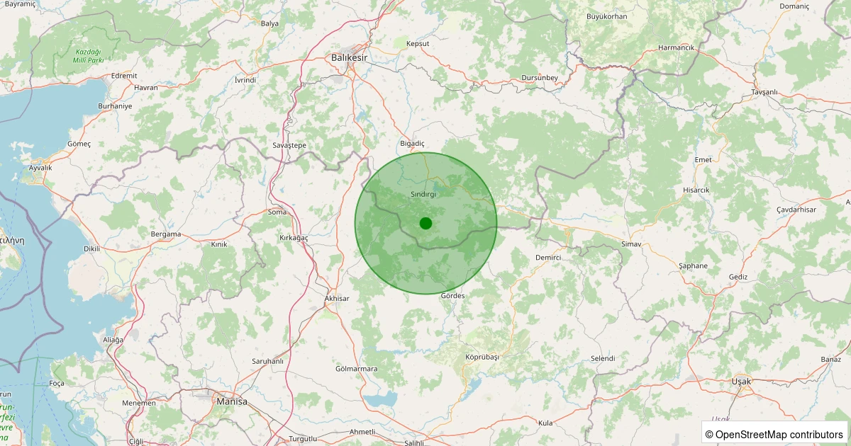 31 Ekim 2025 saat 19:18 - Sındırgı - Aktaş - 1.20ml depreminin harita gösterimi
