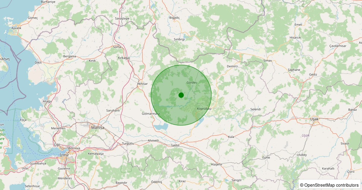 31 Ekim 2025 saat 20:14 - Gördes - Çiğiller - 1.40ml depreminin harita gösterimi