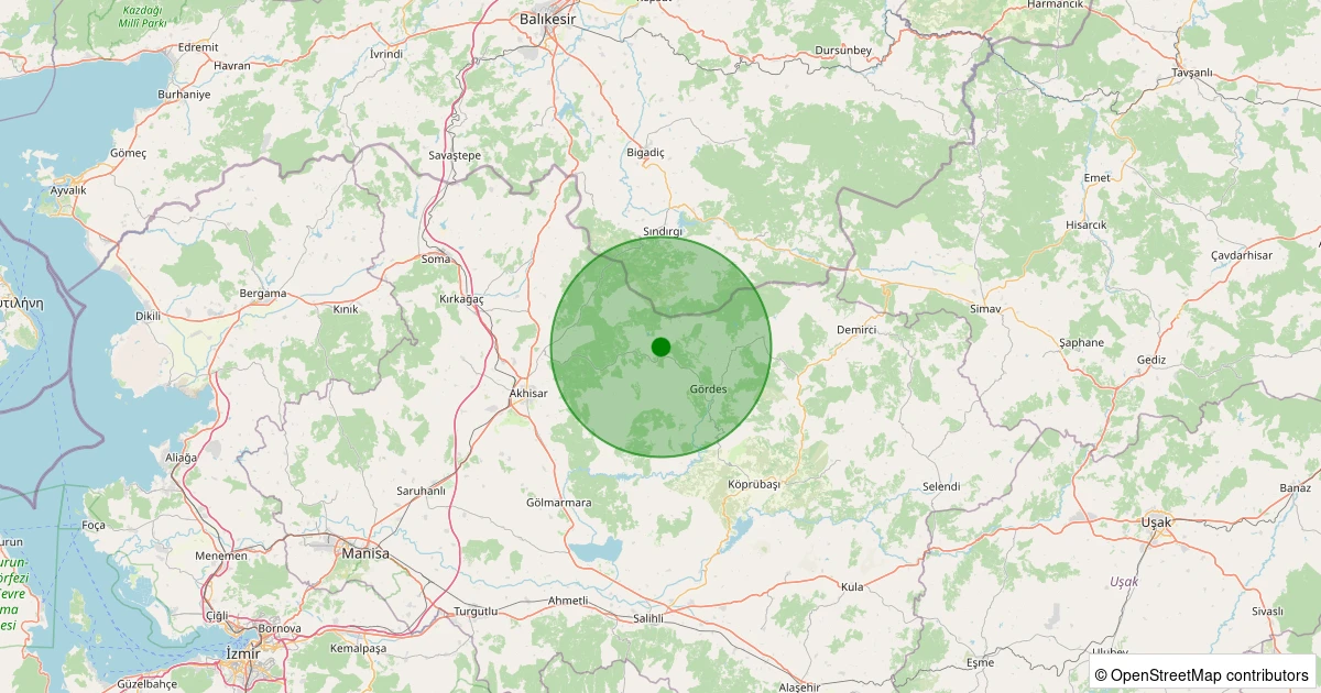 31 Ekim 2025 saat 17:48 - Gördes - Kalemoğlu - 1.30ml depreminin harita gösterimi