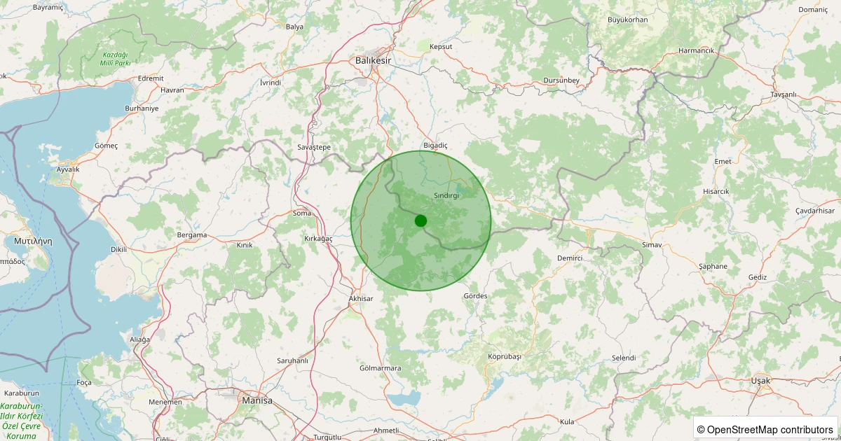 31 Ekim 2025 saat 18:49 - Akhisar - 1.30ml depreminin harita gösterimi