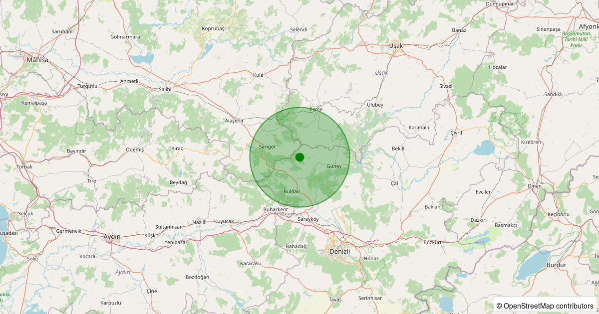 01 Kasım 2025 saat 00:11 - Buldan - Karaköy - 3.40ml depreminin harita gösterimi