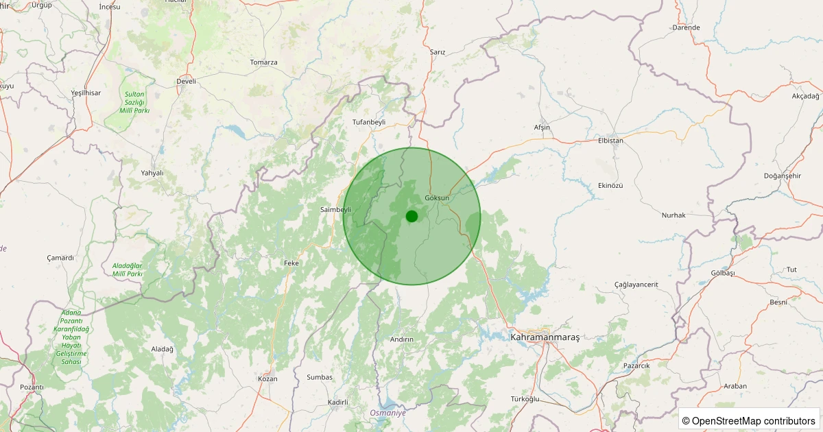 01 Kasım 2025 saat 00:17 - Göksun - Sırmalı - 1.20ML depreminin harita gösterimi