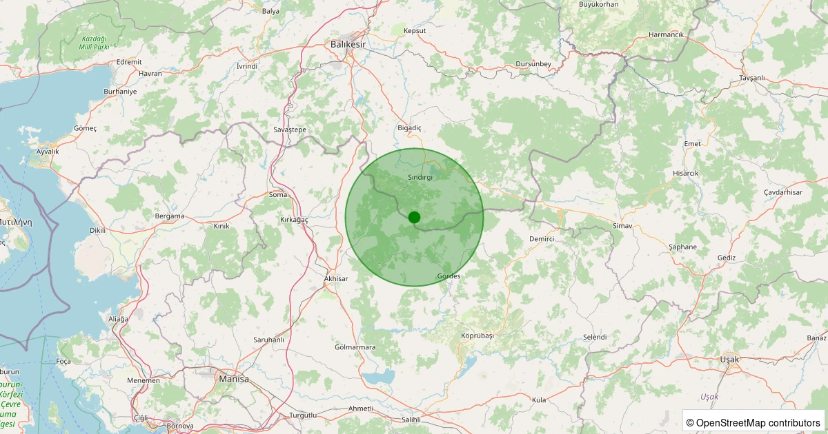 31 Ekim 2025 saat 17:15 - Sındırgı - Kınık - 1.50ml depreminin harita gösterimi