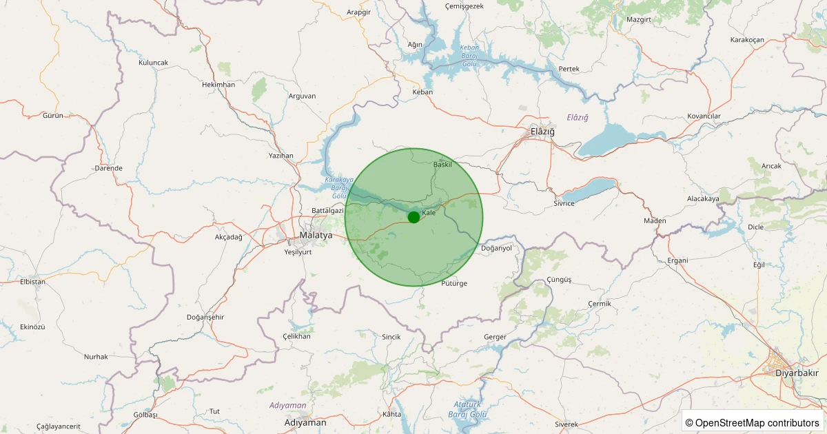 31 Ekim 2025 saat 16:36 - Kale - Kıyıcak Köyü - 1.10ml depreminin harita gösterimi