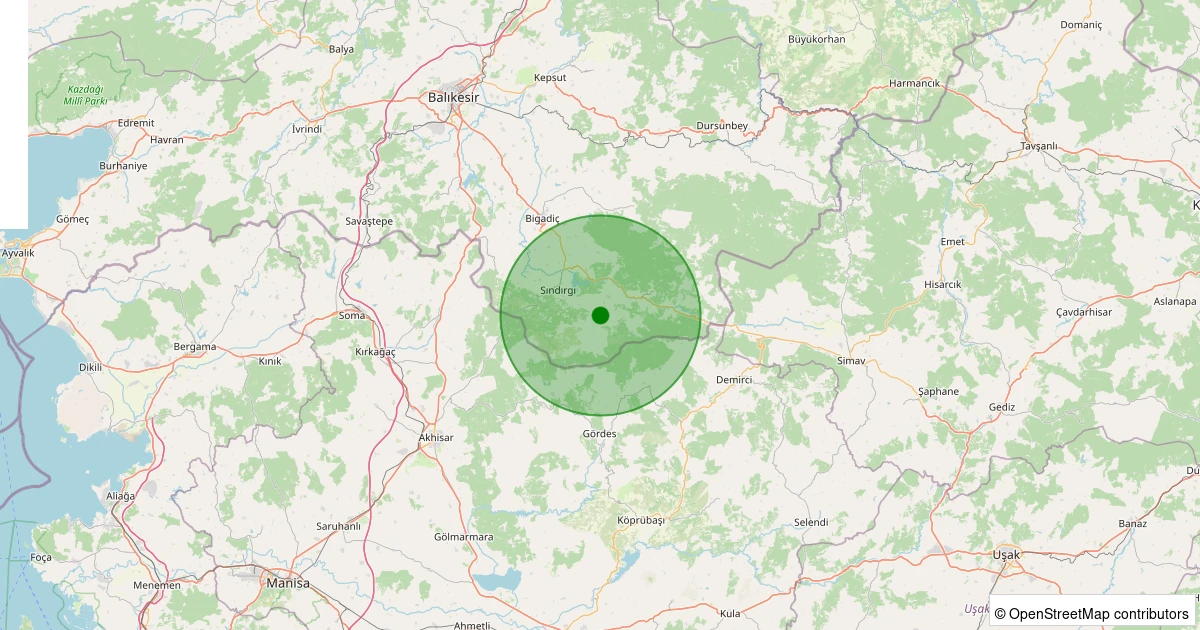 31 Ekim 2025 saat 14:51 - Sındırgı - Işıklar - 3.00ml depreminin harita gösterimi