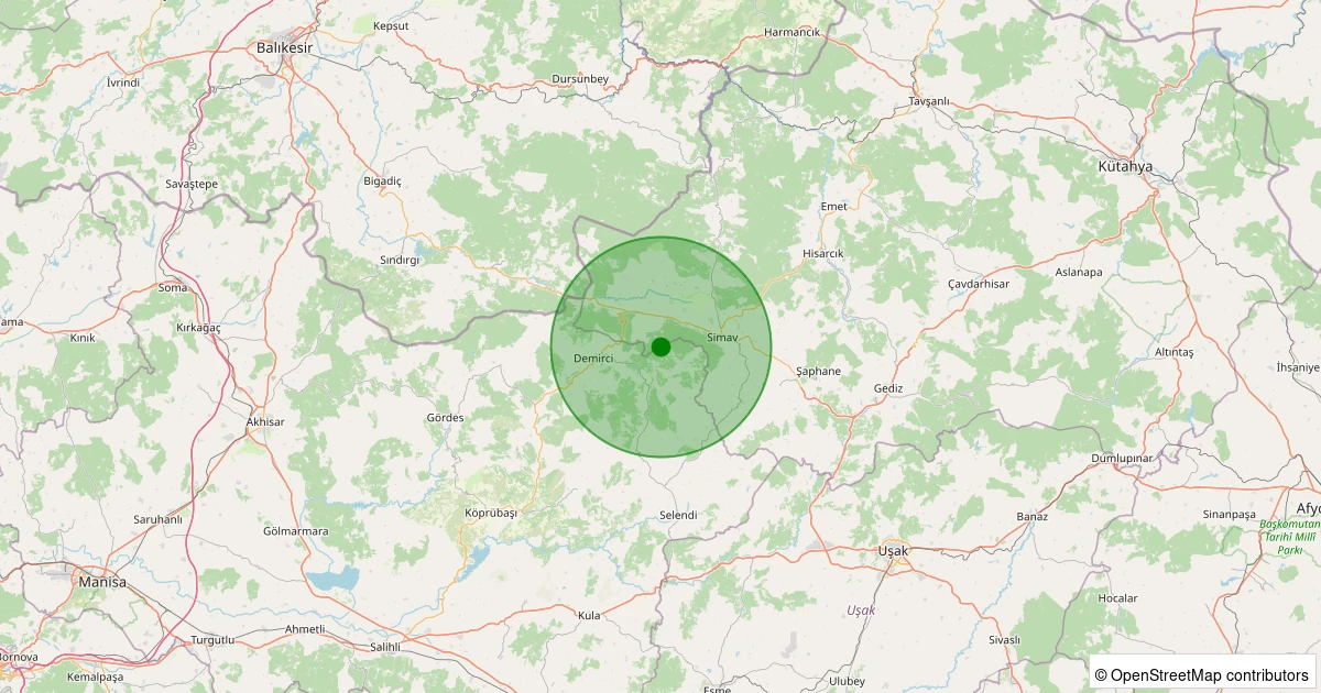 31 Ekim 2025 saat 10:49 - Demirci - Karğınışıklar - 1.70ml depreminin harita gösterimi