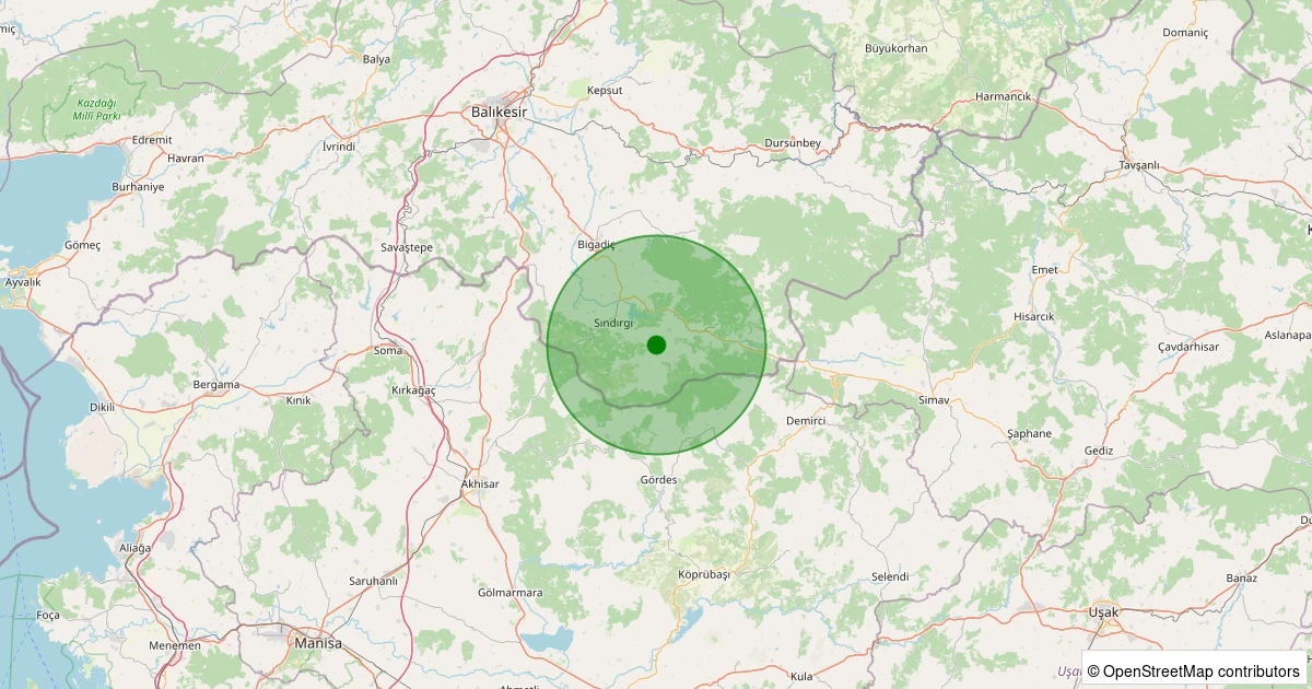01 Kasım 2025 saat 02:21 - Sındırgı - Işıklar - 1.20ml depreminin harita gösterimi