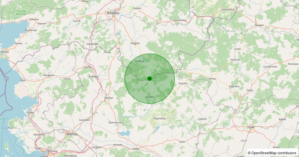 01 Kasım 2025 saat 01:23 - Sındırgı - Yüreğil/Merkez - 1.50ml depreminin harita gösterimi