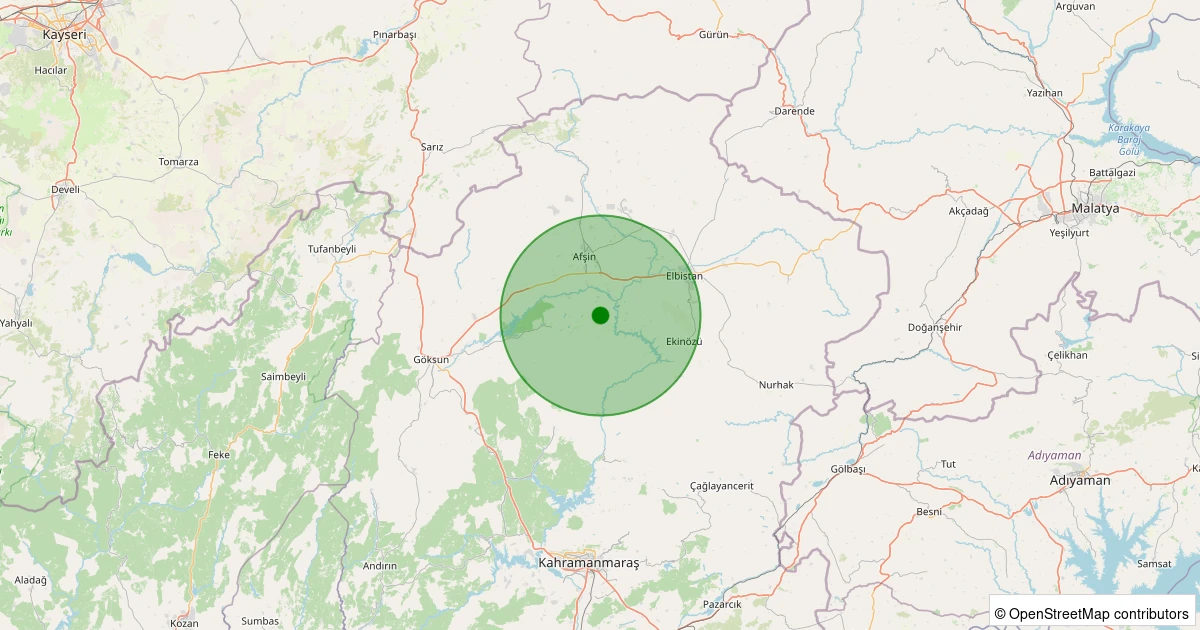 01 Kasım 2025 saat 02:35 - Göksun - 1.50ML depreminin harita gösterimi