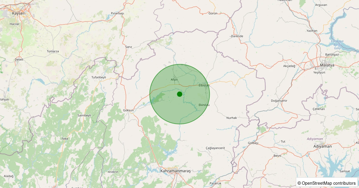 01 Kasım 2025 saat 02:35 - Afşin - 1.60ml depreminin harita gösterimi