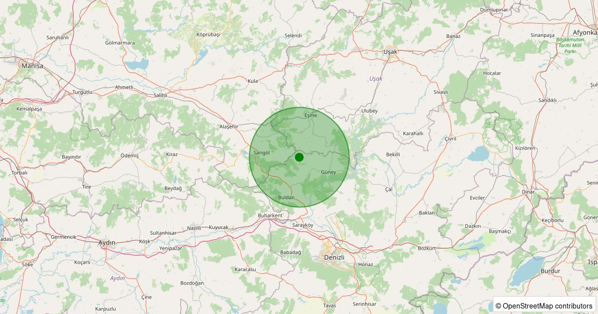 01 Kasım 2025 saat 03:59 - Buldan - Karaköy - 2.10ML depreminin harita gösterimi
