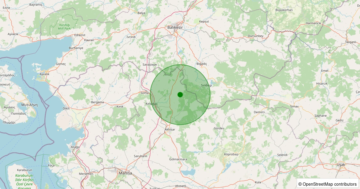 01 Kasım 2025 saat 03:47 - Akhisar - Yaykın Köyü - 2.20ml depreminin harita gösterimi