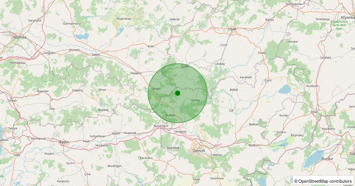01 Kasım 2025 saat 03:59 - Buldan - Karaköy - 1.80ml depreminin harita gösterimi