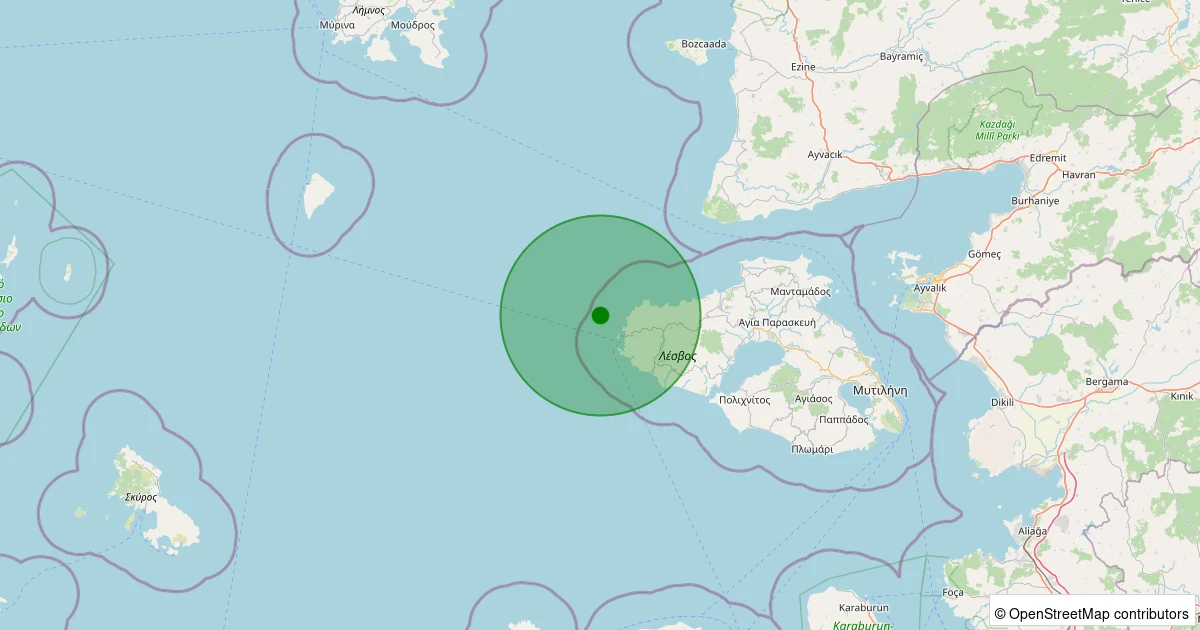 01 Kasım 2025 saat 04:18 - Ege Denizi - [34.40 km] Ayvacık (Çanakkale) - 2.40ML depreminin harita gösterimi