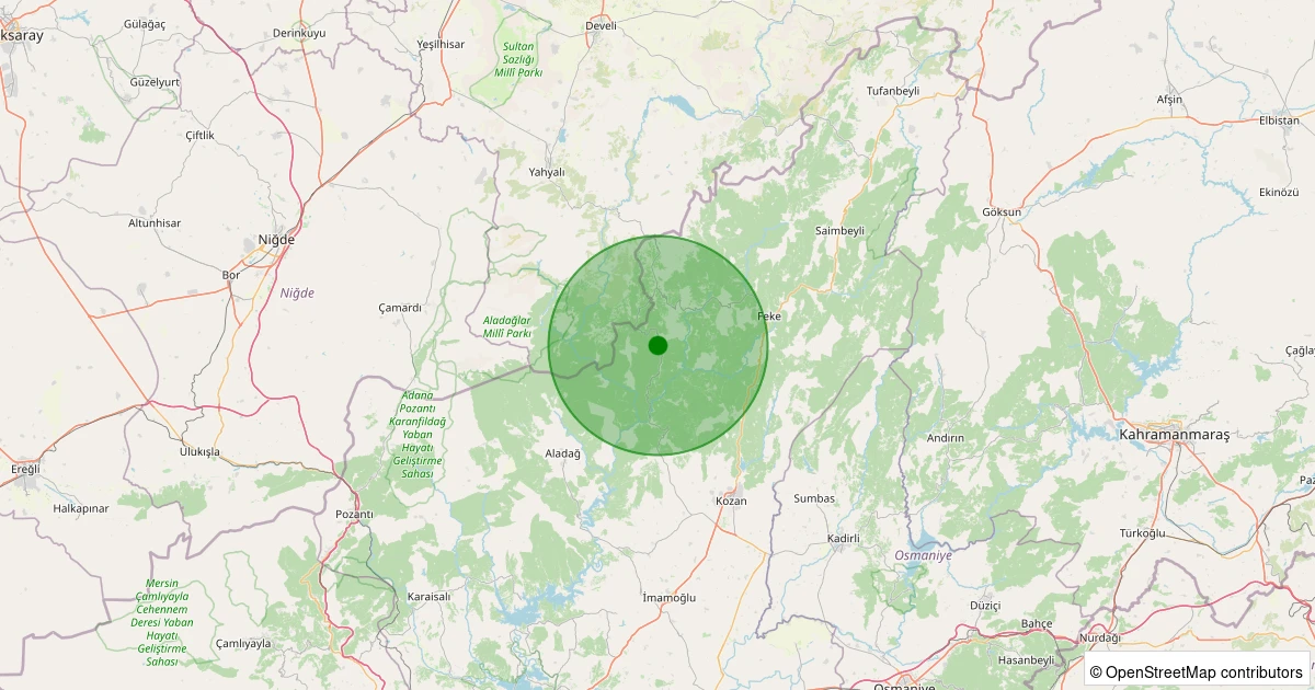 01 Kasım 2025 saat 08:24 - Kozan - Kapukaya - 1.20ml depreminin harita gösterimi