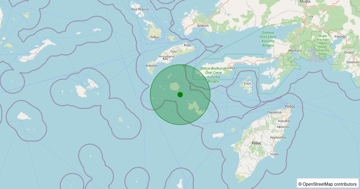 01 Kasım 2025 saat 12:54 - Ege Denizi - [27.54 km] Datça (Muğla) - 3.00ML depreminin harita gösterimi