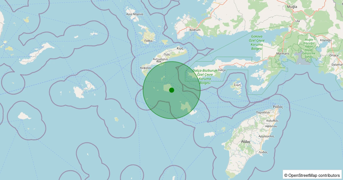 01 Kasım 2025 saat 12:52 - Ege Denizi, İncirli Adası (Nisiros) - [25.67 km] Datça (Muğla) - 1.50ML depreminin harita gösterimi
