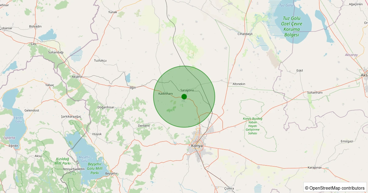 01 Kasım 2025 saat 12:56 - Sarayönü - Ladik - 1.20ML depreminin harita gösterimi
