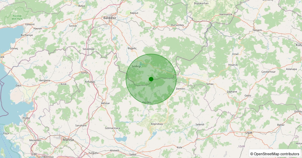 01 Kasım 2025 saat 14:40 - Sındırgı - Küçükdağdere - 2.30ml depreminin harita gösterimi