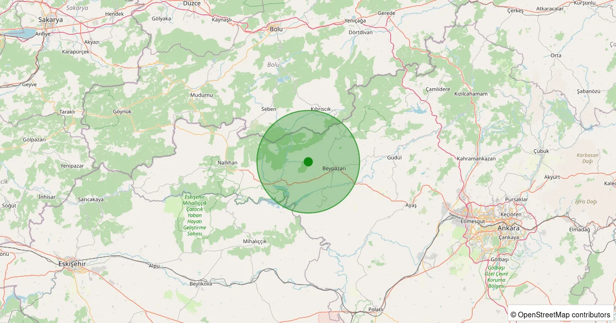 08 Ekim 2025 saat 04:45 - Beypazarı - Hırkatepe - 2.00ml depreminin harita gösterimi