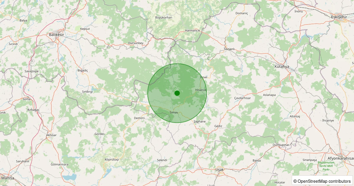 08 Ekim 2025 saat 04:17 - Simav - Yemişli Köyü - 1.80ml depreminin harita gösterimi
