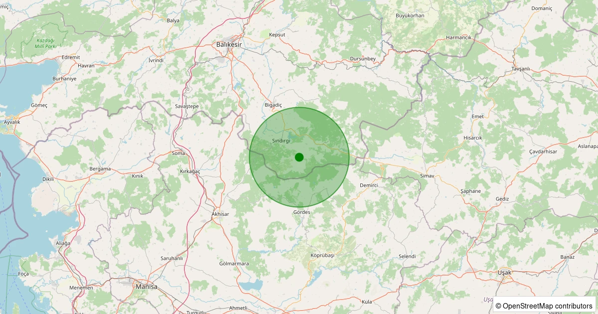 01 Kasım 2025 saat 15:18 - Sındırgı - Işıklar - 1.40ml depreminin harita gösterimi
